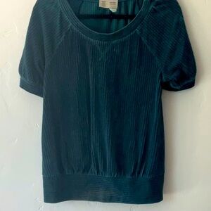 Anthropologie  greenish blue Ribbed Fitted T-Shirt Blouse